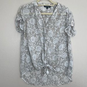 EXPRESS gray floral blouse top